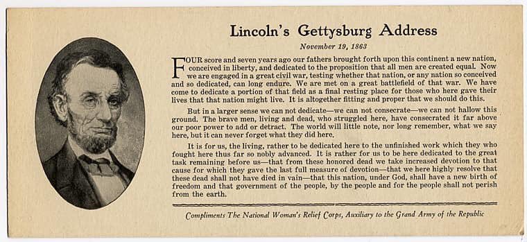 lincoln delivered the gettysburg address